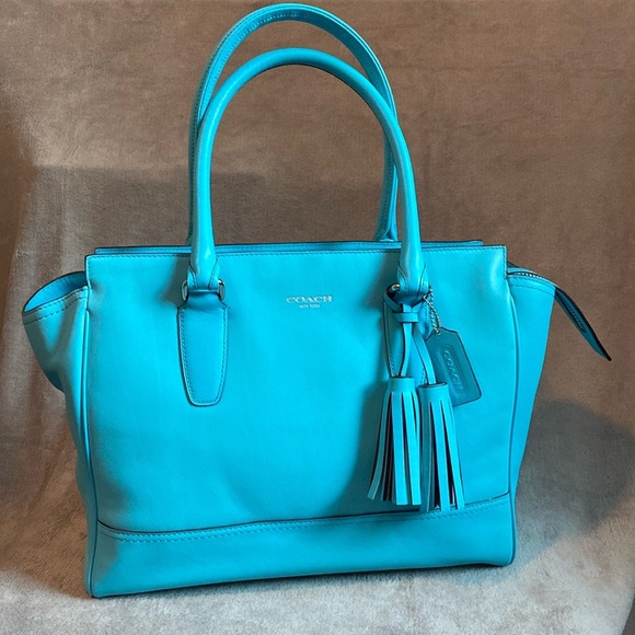 🔥COACH🔥Candace Robin Blue Legacy Carryall Leather Tote/Like New/RARE - Picture 1 of 13
